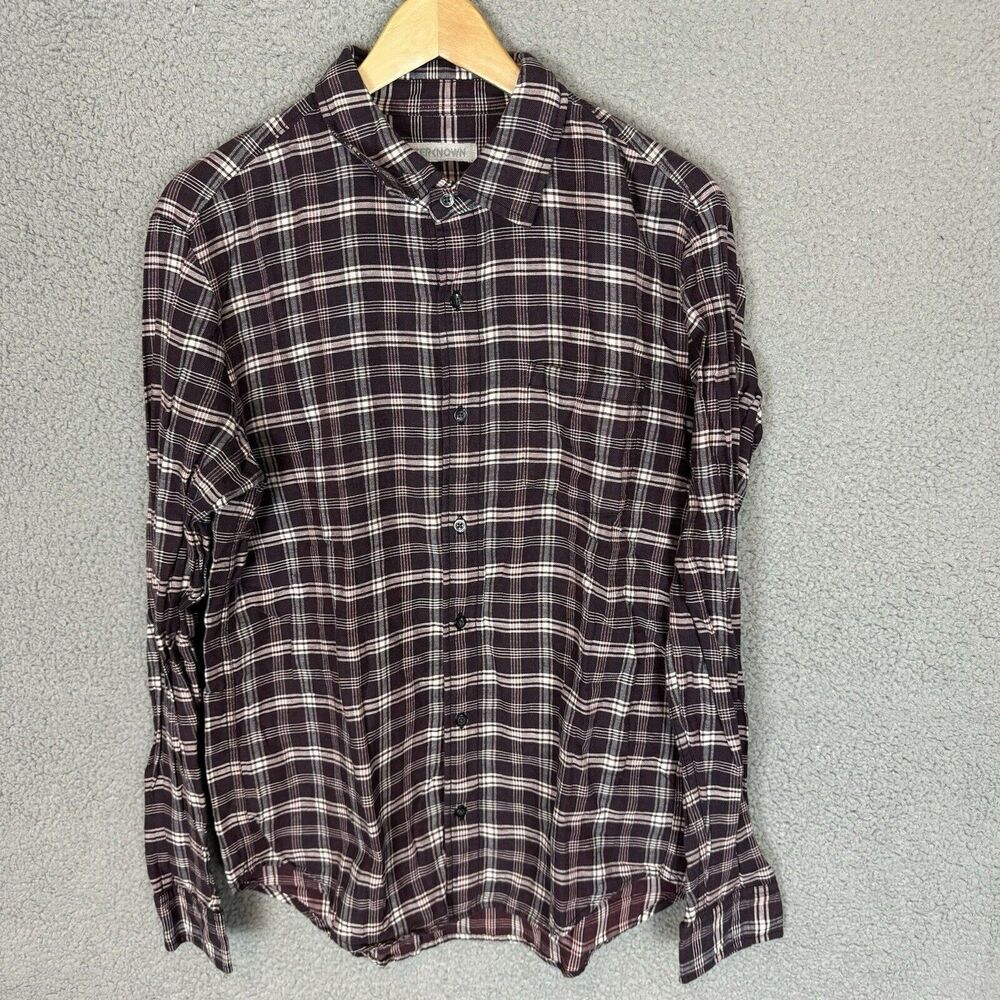 Outerknown Shirt Mens Medium Purple Long Sleeve‎ Button Up Organic Cotton Blend